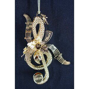 Danbury Mint 2018 Gold-Plated Musical Note Ornament With Bells-Treble Clef